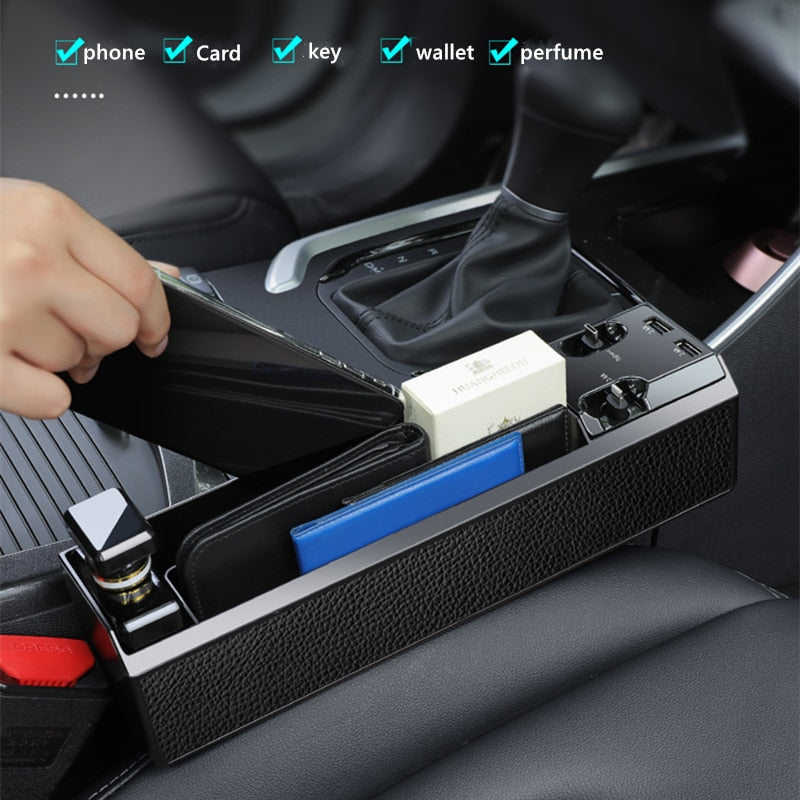 Fast Charging Car Seat Crevice Storage Box