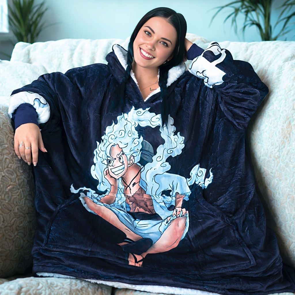 gear 5 Luffy One Piece Wearable Blanket Hoodie for Kids & Adults