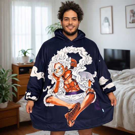 gear 5 Luffy One Piece Wearable Blanket Hoodie for Kids & Adults