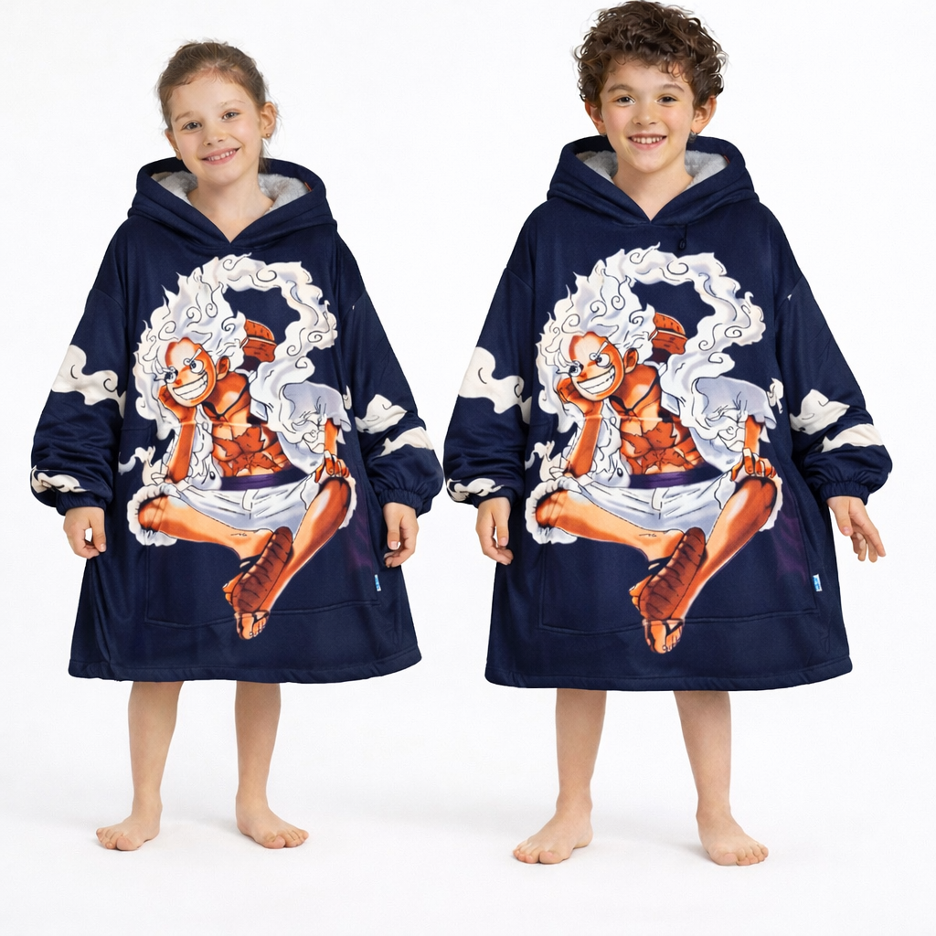 gear 5 Luffy One Piece Wearable Blanket Hoodie for Kids & Adults