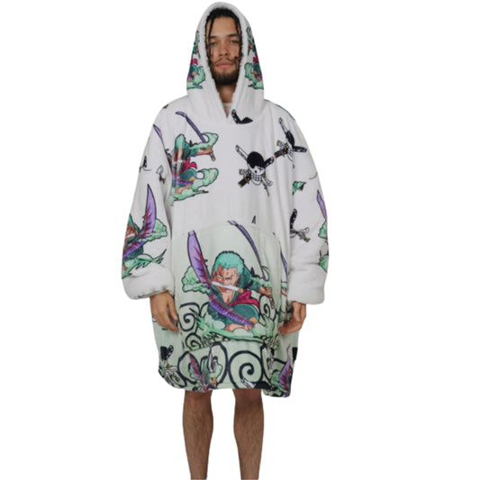 Zoro One Piece Wearable Blanket Hoodie for Kids & Adults
