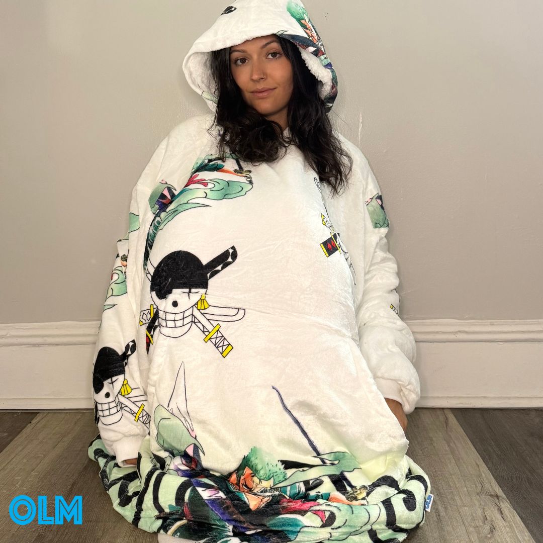 Zoro One Piece Wearable Blanket Hoodie for Kids & Adults