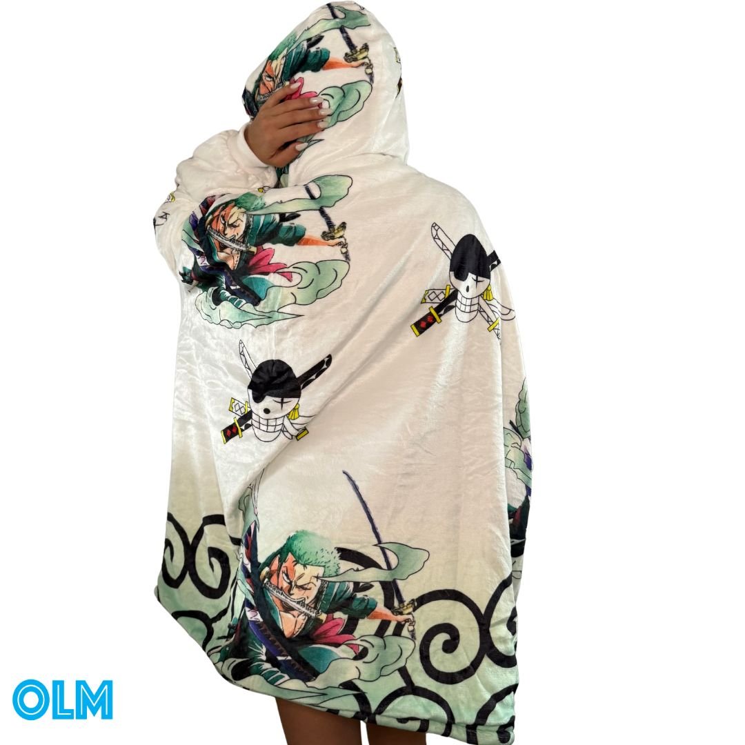 Zoro One Piece Wearable Blanket Hoodie for Kids & Adults